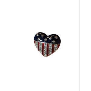Stars and Stripes Sparkling Heart Lapel Pin